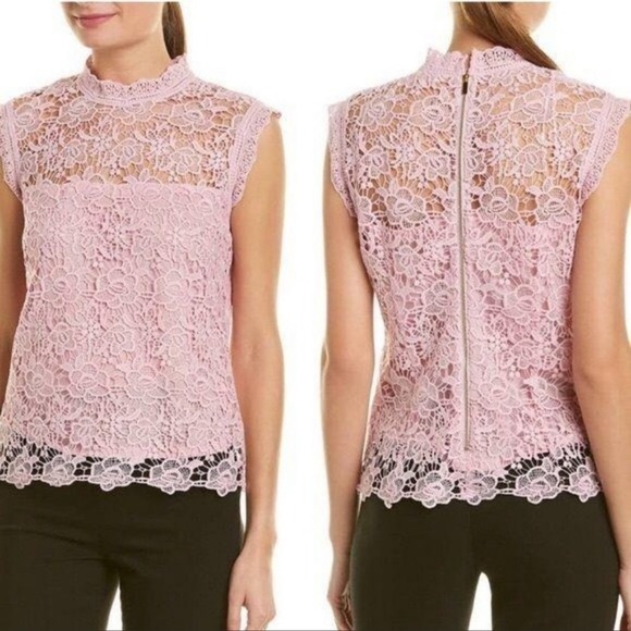 NEW Nanette Lepore Pink Eyelet Lace Crochet Top Size XS - Picture 11 of 11